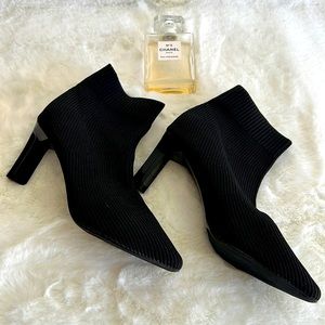Ankle Boots Black Suede Heels - fit sz 7-7.5